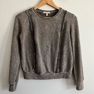 Anthropologie Eri+ Ali Acid Wash Scalloped Sweatshirt